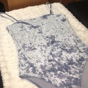 Baby blue velvet bodysuit